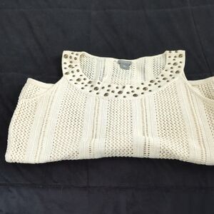 Ann Taylor Cream Studded Tank Top